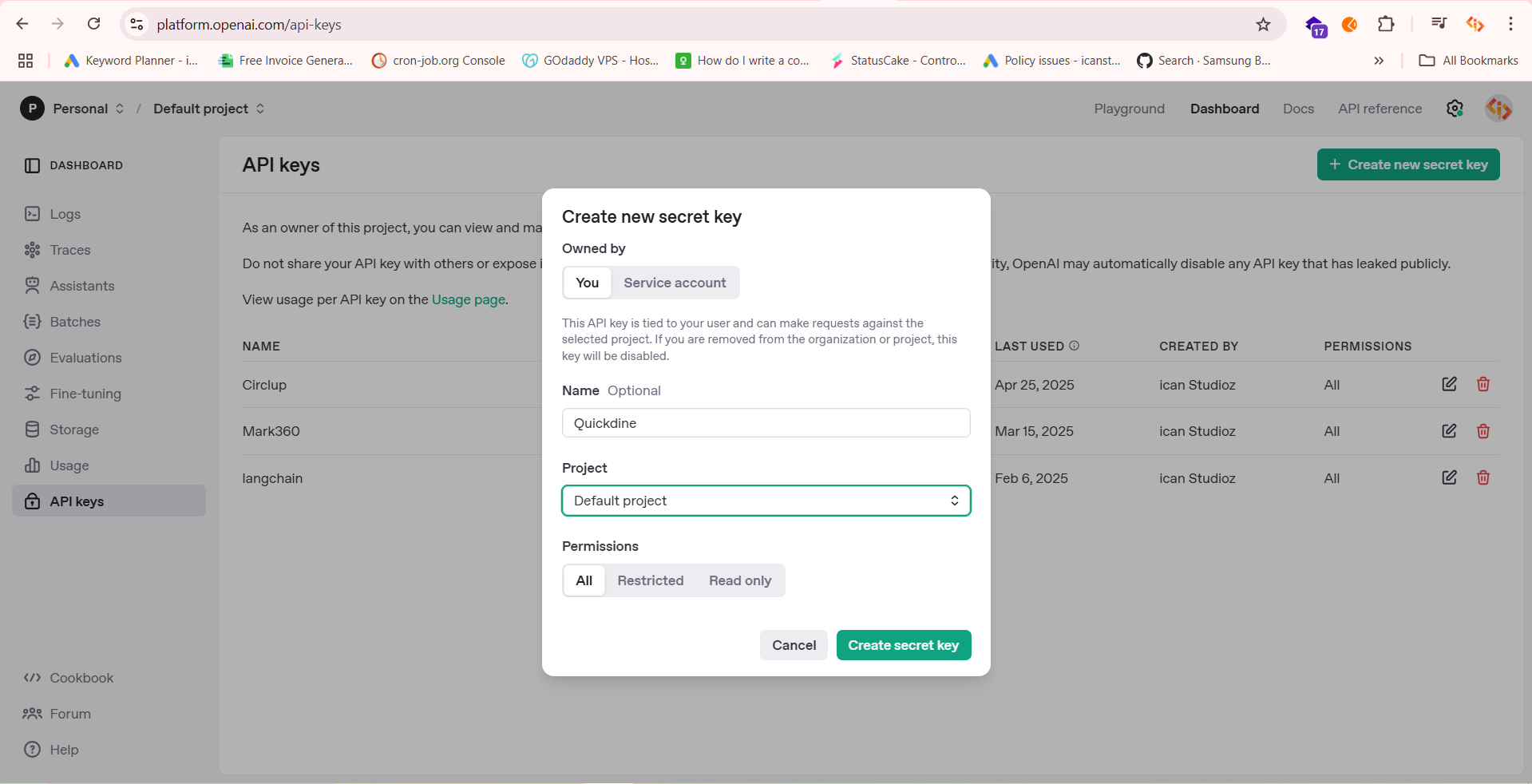 Name OpenAI API Key