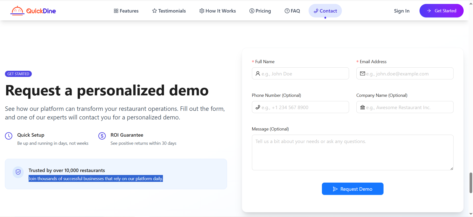 Contact Demo Settings Applied