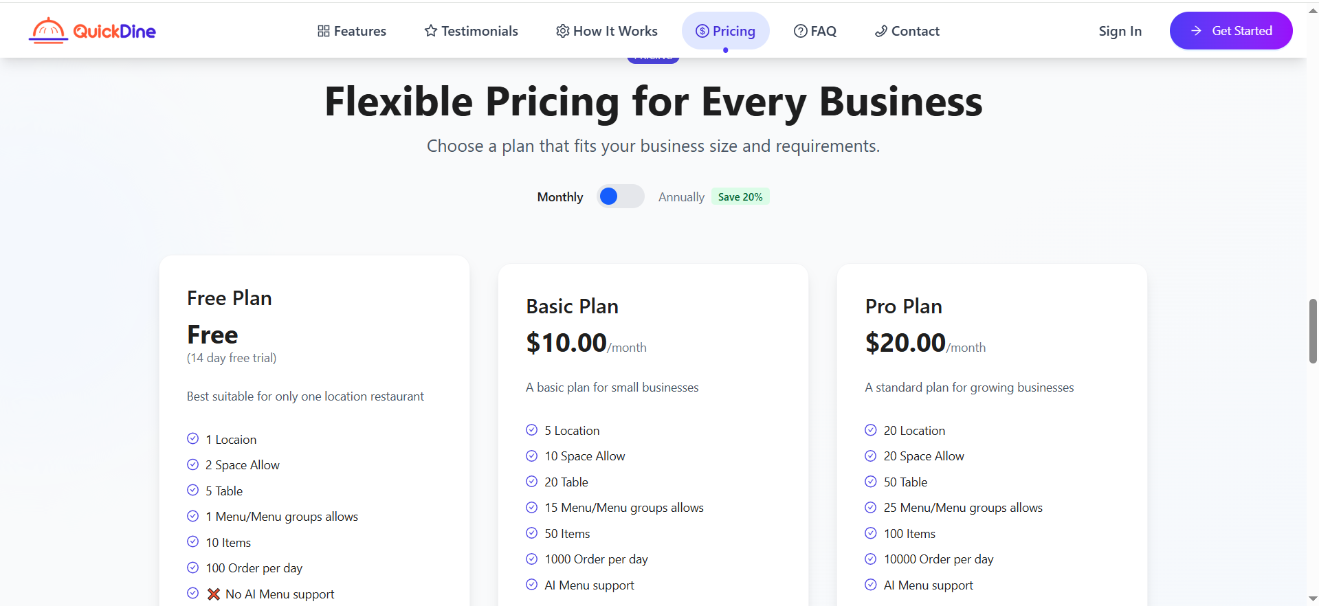Pricing Section Settings Applied