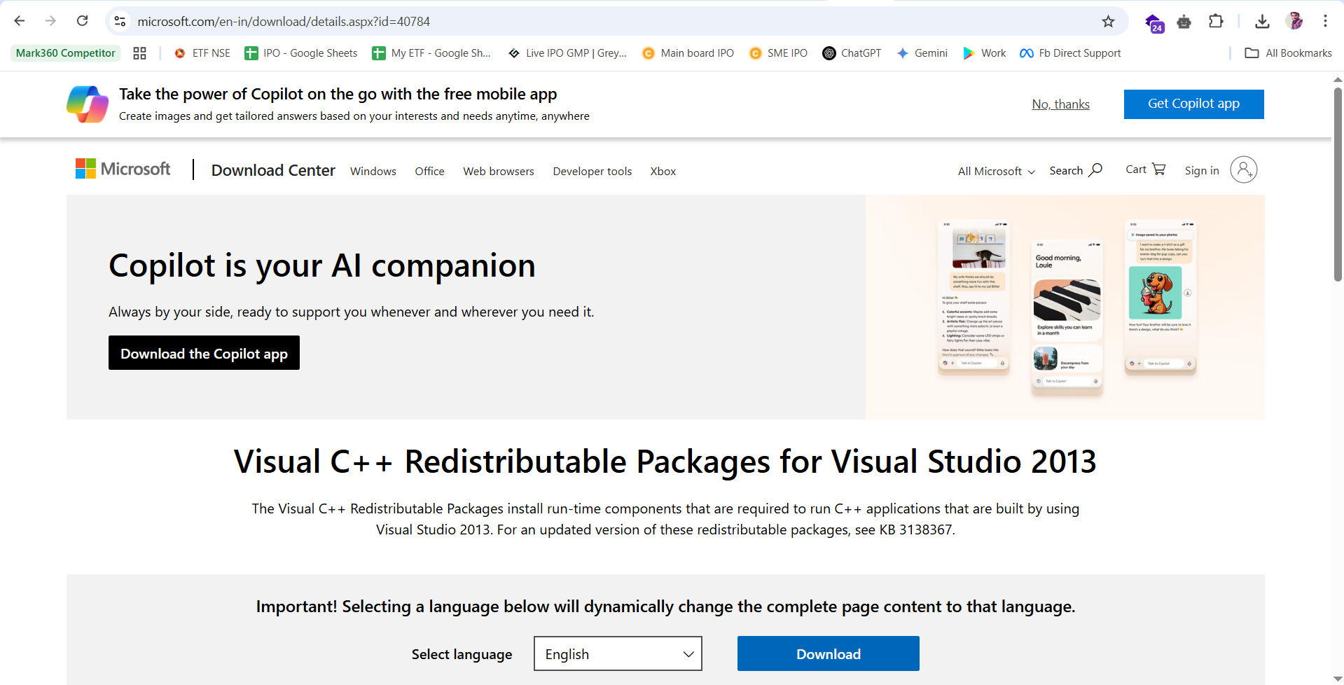 VC++ Redistributable Error Example